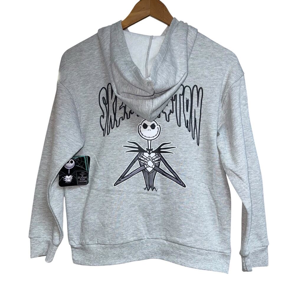 Disney Nightmare Before Christmas Kid Hoodie Grey Jack Skellington SZ/10-12 - Picture 6 of 8